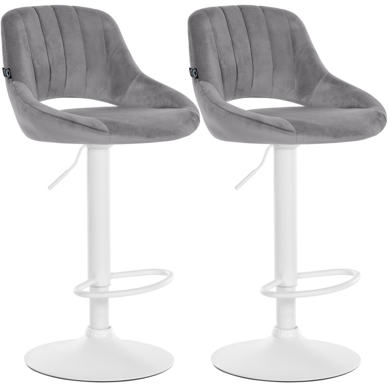 Ensemble de 2 tabourets de bar Milet en velours W gris foncé