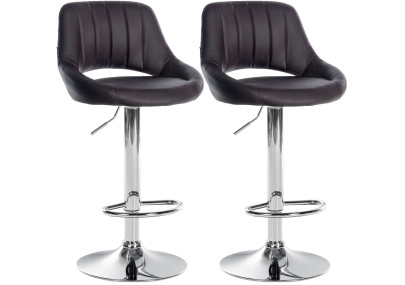 Ensemble de 2 tabourets de bar Milet, similicuir C brun