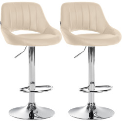 Conjunto de 2 banquetas de bar Milet em couro sintético, cor creme.