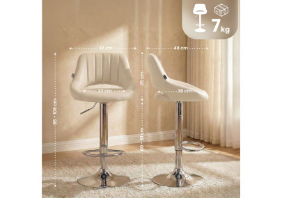 Set di 2 sgabelli da bar Milet in similpelle, crema