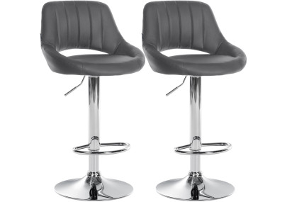 Ensemble de 2 tabourets de bar Milet, similicuir C gris