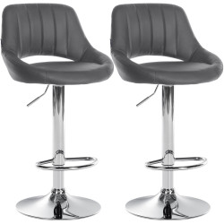 Ensemble de 2 tabourets de bar Milet, similicuir C gris