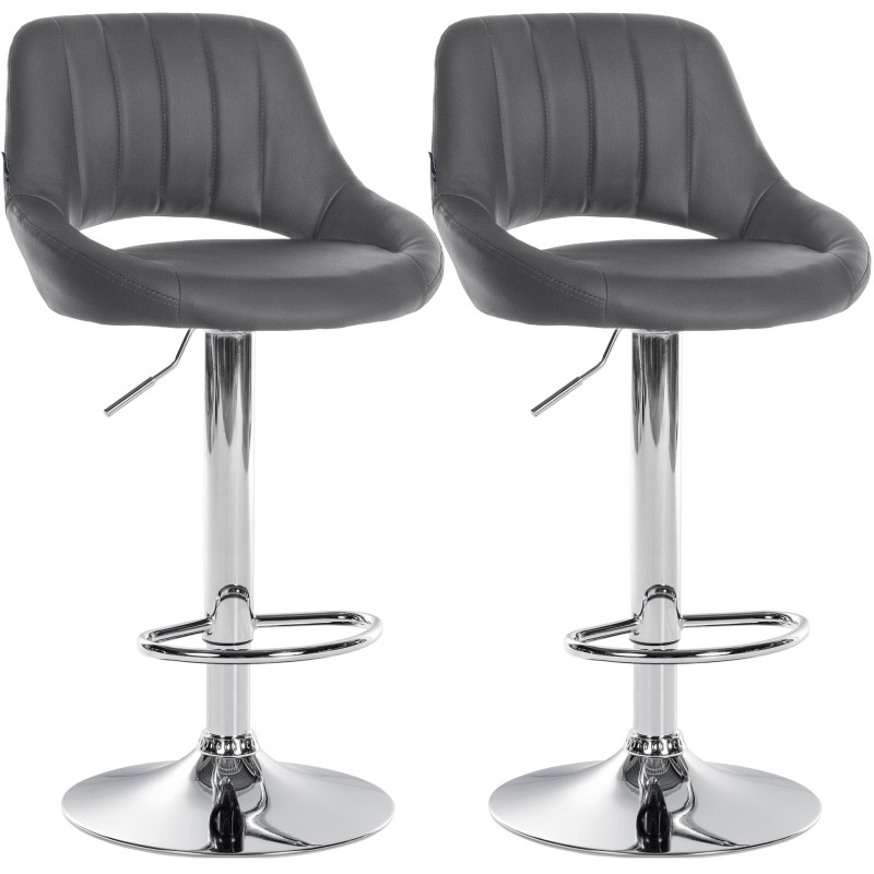 Ensemble de 2 tabourets de bar Milet, similicuir C gris