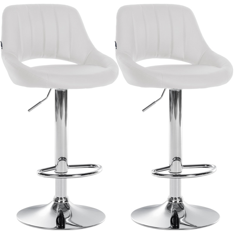Ensemble de 2 tabourets de bar Milet, similicuir C blanc