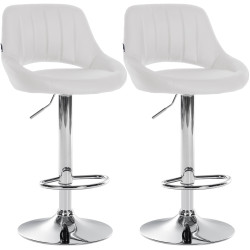 Juego de 2 taburetes de bar Milet de piel sintética blanca