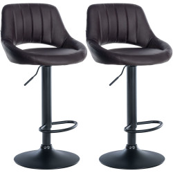 Juego de 2 Taburetes de bar Milet en polipiel Marrón,Metal negro mate