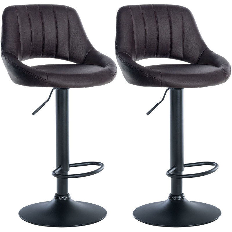 Ensemble de 2 tabourets de bar Milet, similicuir, B brun