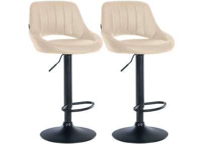 Conjunto de 2 banquetas de bar Milet, em couro sintético, cor creme.