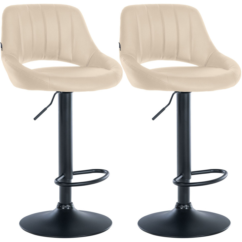 Conjunto de 2 banquetas de bar Milet, em couro sintético, cor creme.