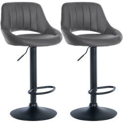 Ensemble de 2 tabourets de bar Milet, similicuir, B gris