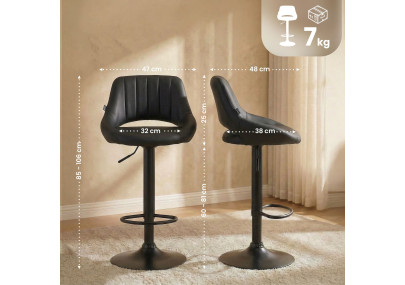 Set di 2 sgabelli da bar Milet, similpelle, nero