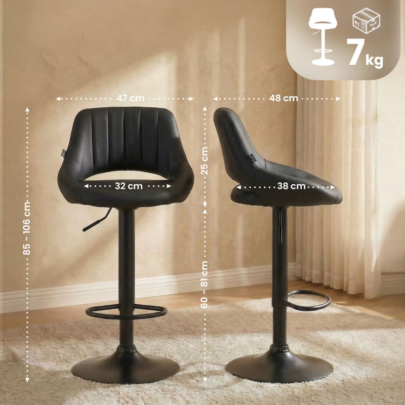 Set di 2 sgabelli da bar Milet, similpelle, nero