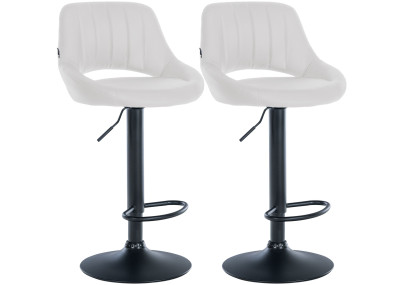 Ensemble de 2 tabourets de bar Milet, similicuir, B blanc