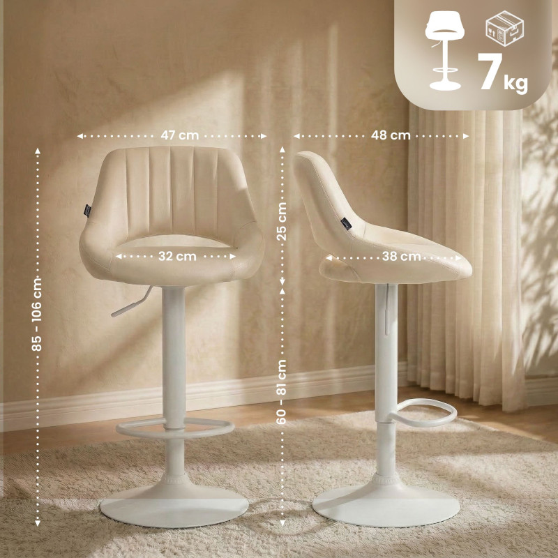 Set di 2 sgabelli da bar Milet, similpelle, crema