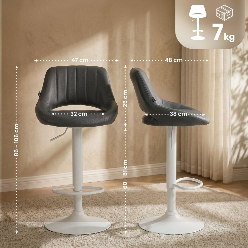 Set di 2 sgabelli da bar Milet, similpelle, grigio
