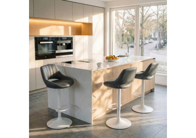 Set di 2 sgabelli da bar Milet, similpelle, grigio