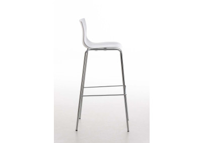 Tabouret de bar Hoover, chromé, piètement à 4 pieds, blanc