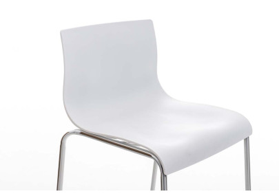 Tabouret de bar Hoover, chromé, piètement à 4 pieds, blanc