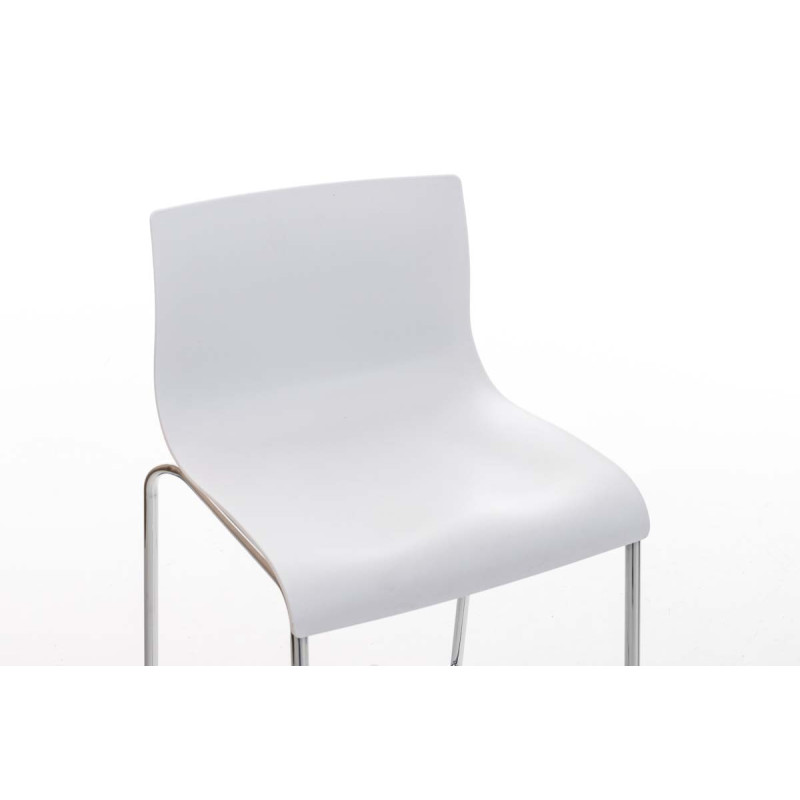 Sgabello design Hoover in polipropilene bianco,cromo