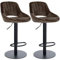 Ensemble de 2 tabourets de bar HD Milet B en velours brun
