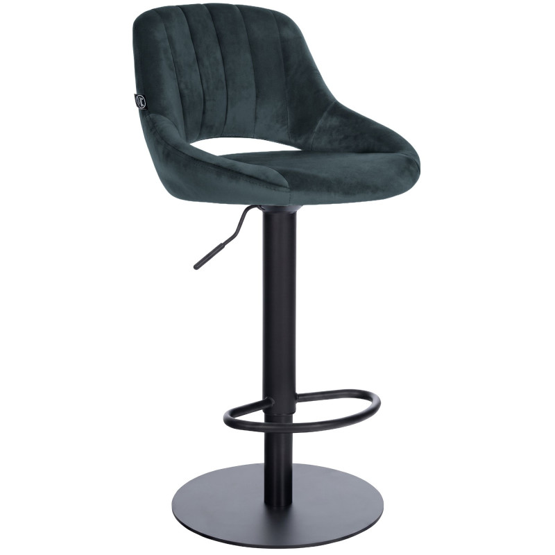 Tabouret de bar HD Milet B en velours gris foncé