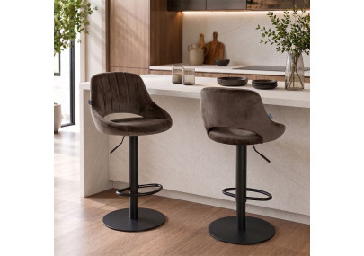 Tabouret de bar HD Milet B en velours brun