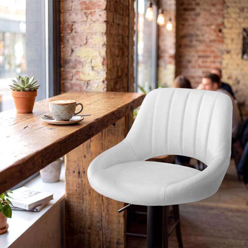 Tabouret de bar HD Milet B en similicuir blanc