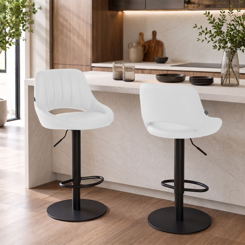 Tabouret de bar HD Milet B en similicuir blanc