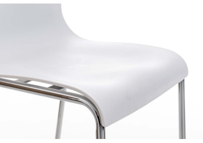 Tabouret de bar Hoover, chromé, piètement à 4 pieds, blanc