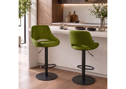 Tabouret de bar HD Milet B en tissu vert