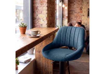 Tabouret de bar HD Milet B en tissu bleu