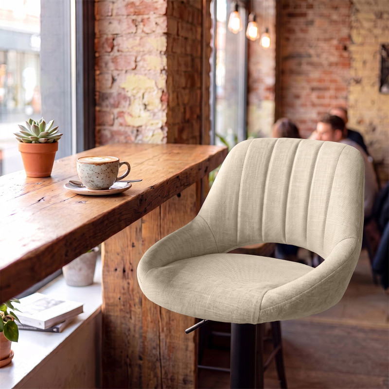 Tabouret de bar HD Milet B en tissu crème