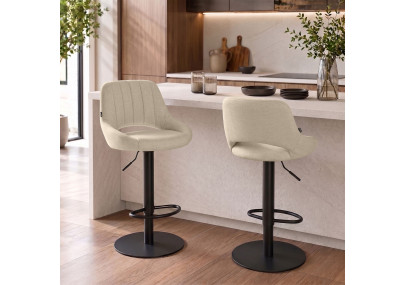 Tabouret de bar HD Milet B en tissu crème