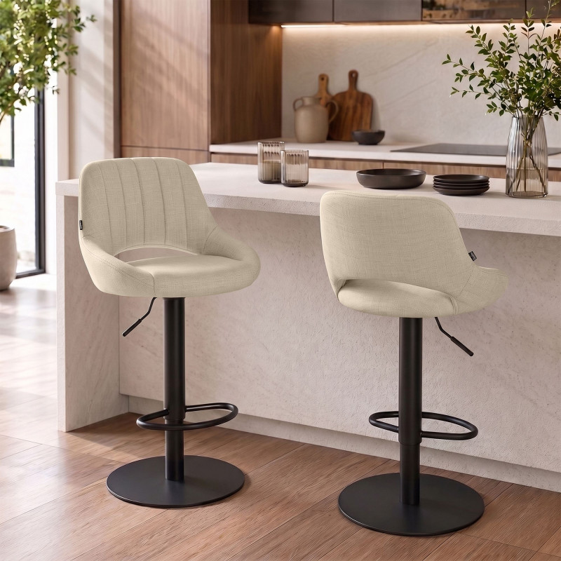Tabouret de bar HD Milet B en tissu crème