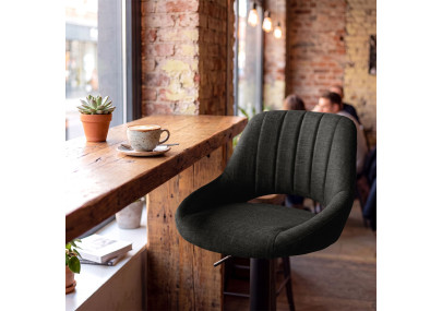 Tabouret de bar HD Milet B en tissu gris foncé