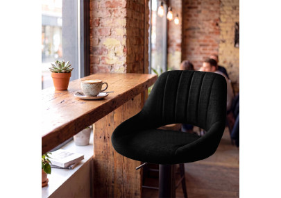 Tabouret de bar HD Milet B en tissu noir
