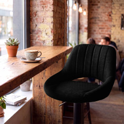 Tabouret de bar HD Milet B en tissu noir