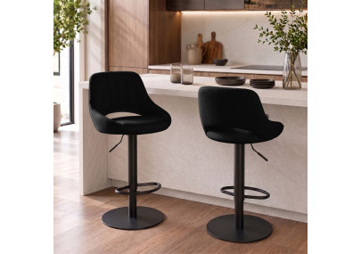 Tabouret de bar HD Milet B en tissu noir