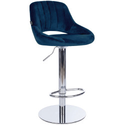 Tabouret de bar HD Milet C en velours bleu