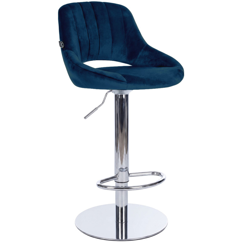 Tabouret de bar HD Milet C en velours bleu