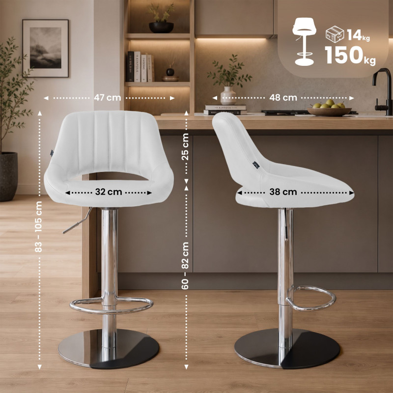 Tabouret de bar HD Milet C en similicuir blanc