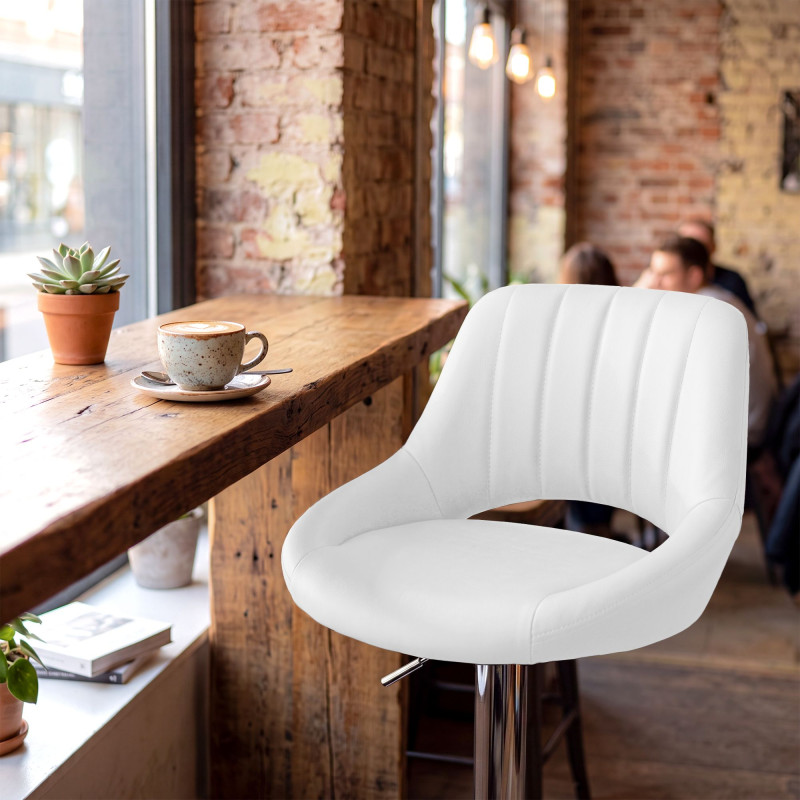 Tabouret de bar HD Milet C en similicuir blanc