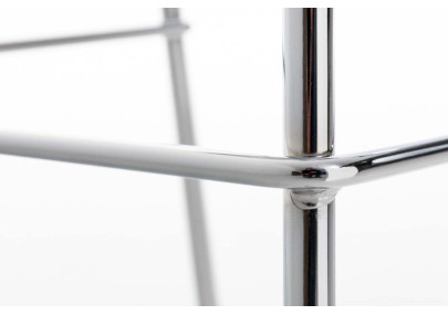 Tabouret de bar Hoover, chromé, piètement à 4 pieds, blanc