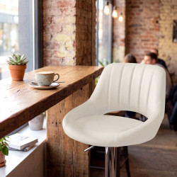 Tabouret de bar HD Milet C en similicuir crème
