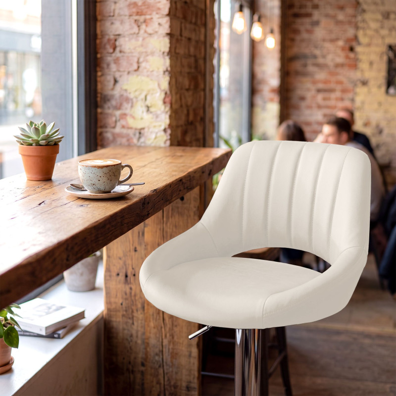 Tabouret de bar HD Milet C en similicuir crème
