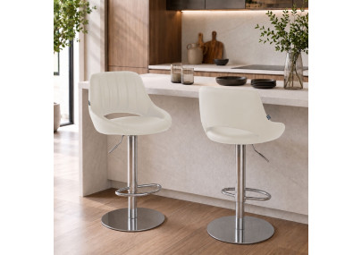 Tabouret de bar HD Milet C en similicuir crème