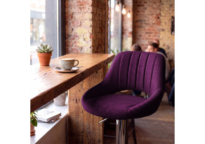 Tabouret de bar HD Milet C en tissu violet