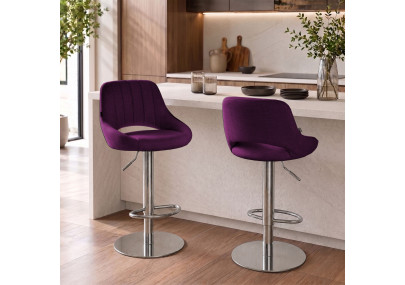 Tabouret de bar HD Milet C en tissu violet