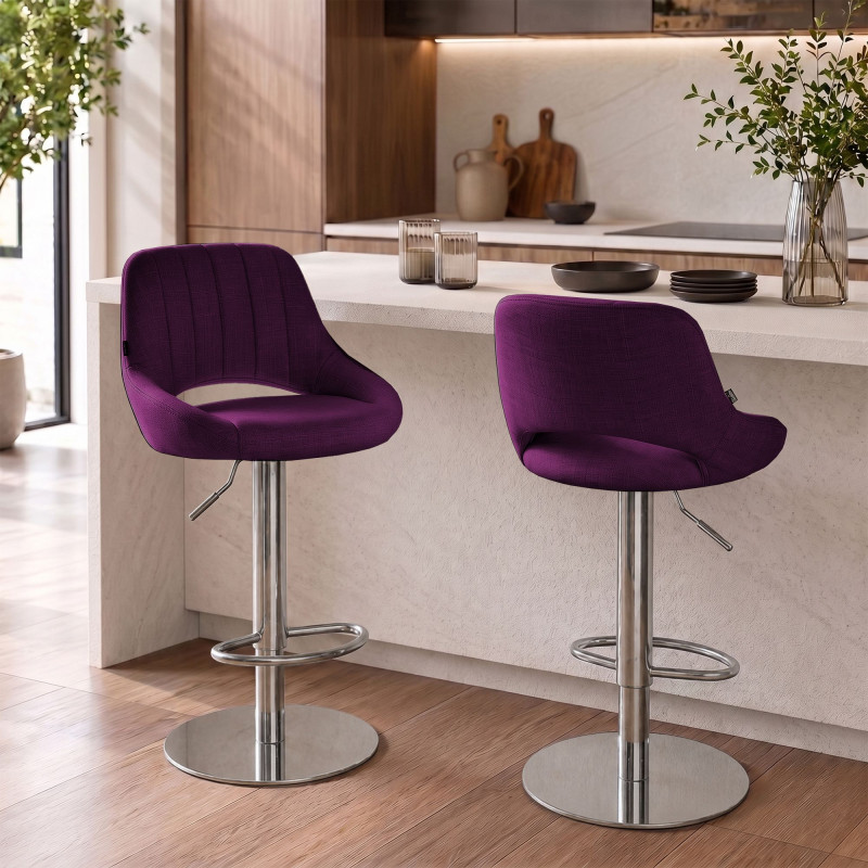 Tabouret de bar HD Milet C en tissu violet