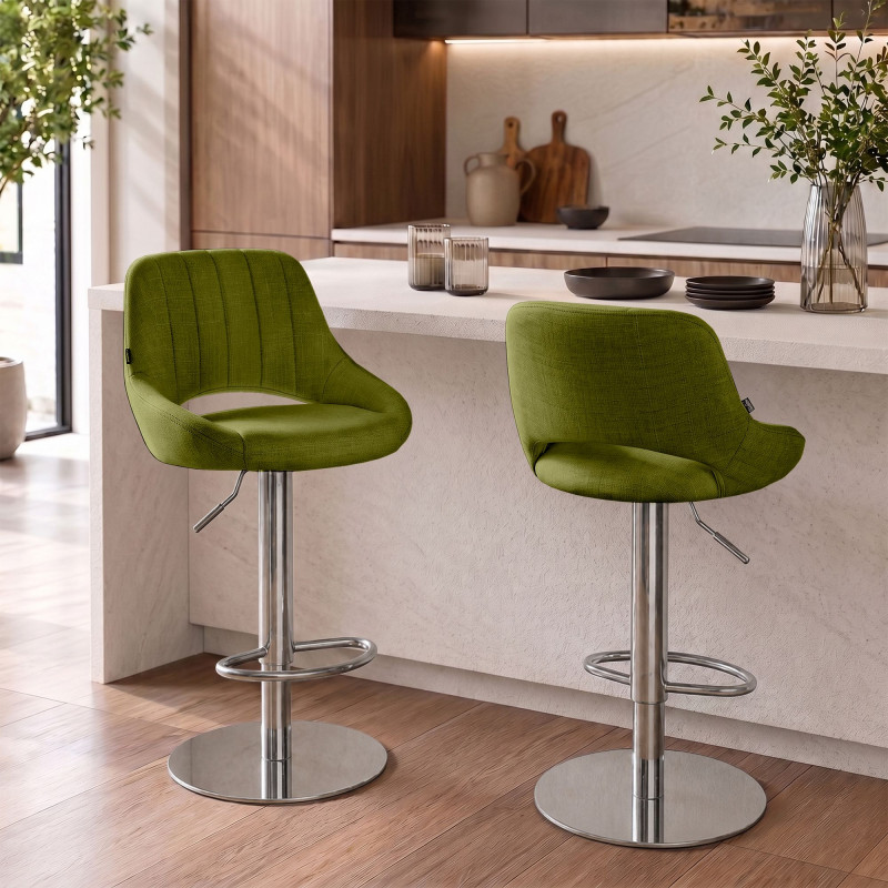 Tabouret de bar HD Milet C en tissu vert
